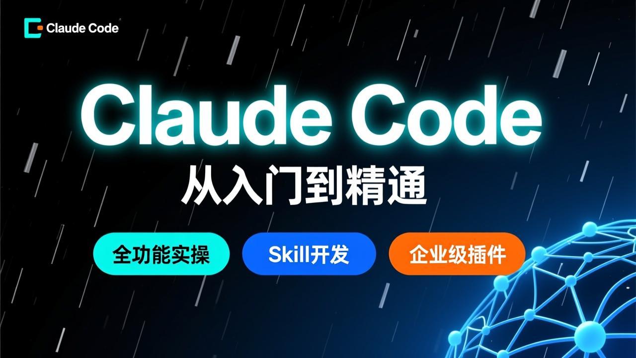 Claude Code从入门到精通，全功能实操+Skill开发+企业级插件 - 夸克网盘 资源封面图