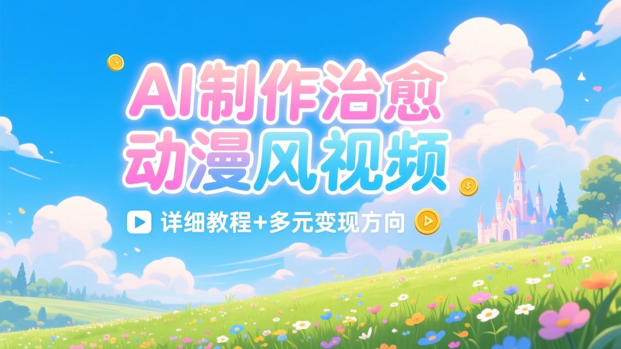 AI制作治愈动漫风视频，详细教程+多元变现方向 - 夸克网盘 资源封面图
